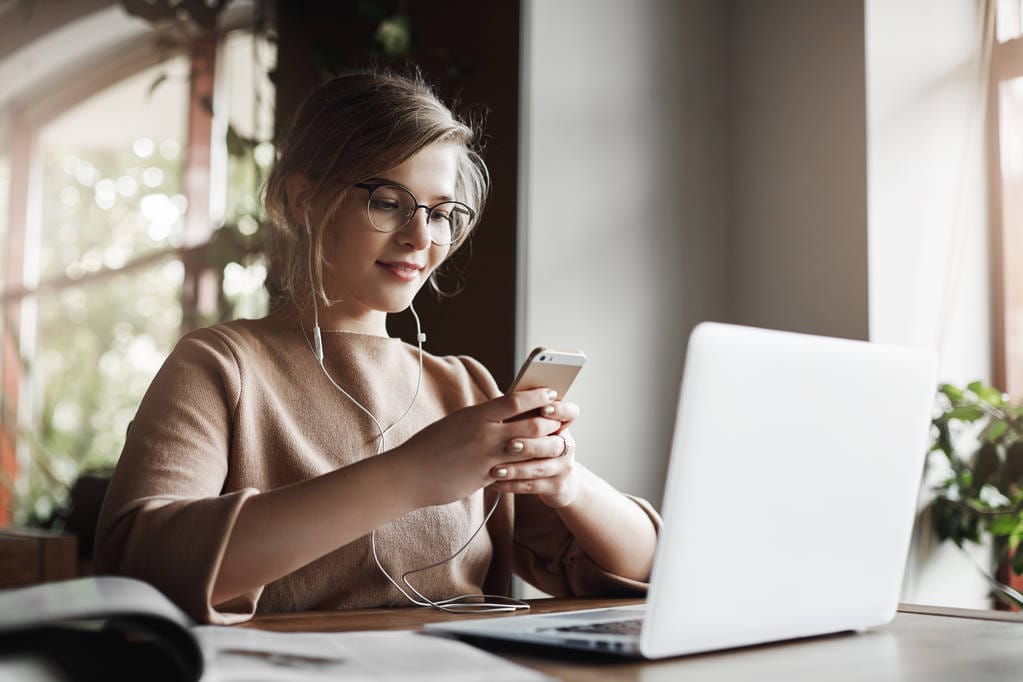 woman using smartphone